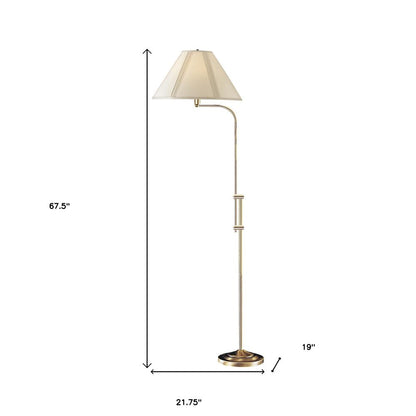 68" Bronze Adjustable Traditional Shaped Floor Lamp With Beige Empire Shade
