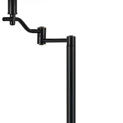 60" Bronze Swing Arm Floor Lamp With Beige Fabric Empire Shade