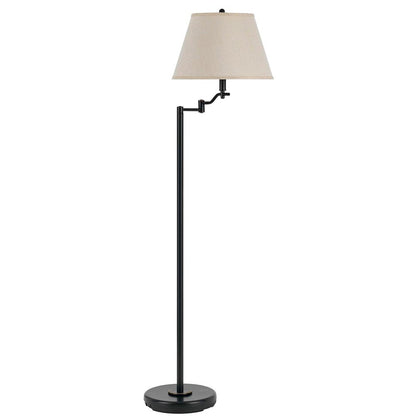 60" Bronze Swing Arm Floor Lamp With Beige Fabric Empire Shade