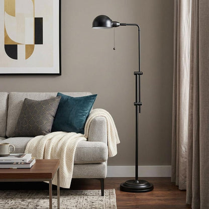 58" Bronze Adjustable Traditional Shaped Floor Lamp With Bronze Dome Shade