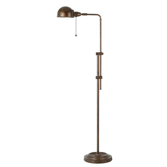 58" Rust Metal Adjustable Swing Arm Floor Lamp With Rust Metal Dome Shade