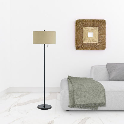 59" Bronze Two Light Traditional Shaped Floor Lamp With Brown Rectangular Shade