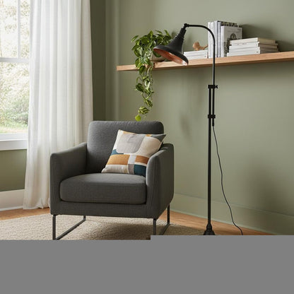 58" Bronze Metal Adjustable Floor Lamp With Bronze Metal Dome Shade