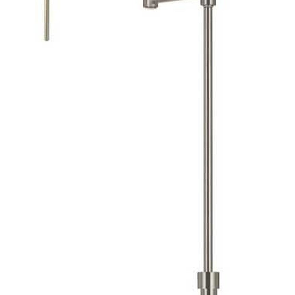 61" Nickel Metal Adjustable Swing Arm Floor Lamp With Gray Shade