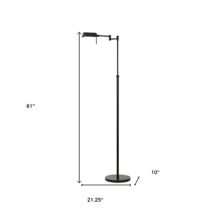 61" Bronze Adjustable Swing Arm Floor Lamp