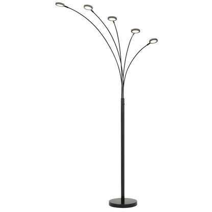 72" Bronze Five Light LED Arc Floor Lamp