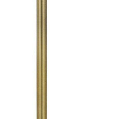 62" Brass Tray Table Floor Lamp With White Square Shade