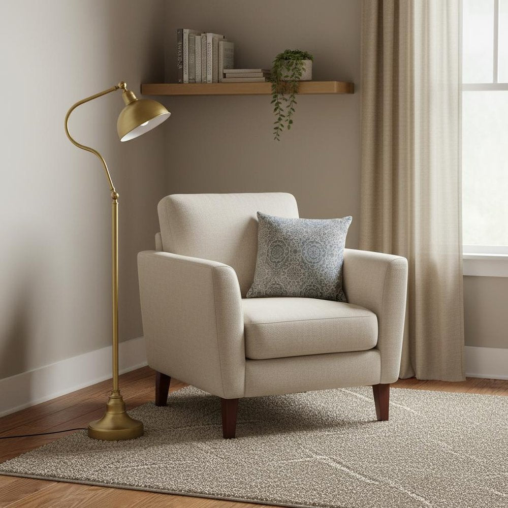 60" Brass Traditional Shaped Floor Lamp With Antiqued Brass Dome Shade