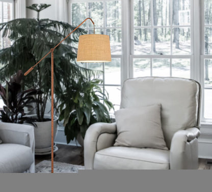 68" Rusted Adjustable Traditional Shaped Floor Lamp With Rust Drum Shade