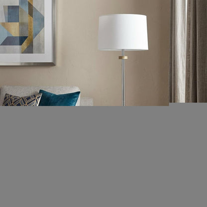 61" Chrome Traditional Shaped Floor Lamp With White Square Shade