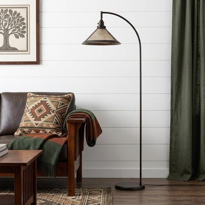 65" Bronze Traditional Shaped Floor Lamp With White Empire Shade