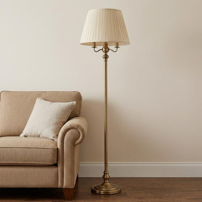 60" Bronze Four Light Traditional Shaped Floor Lamp With Beige Square Shade
