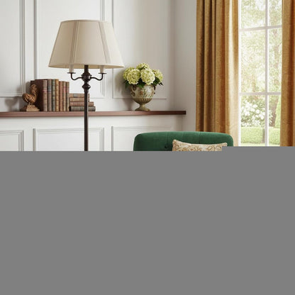 60" Bronze Metal Four Light Floor Lamp With Beige Fabric Square Shade