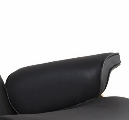 35" Black and Brown Genuine Leather Tufted Swivel Lounge Chair With Ottoman