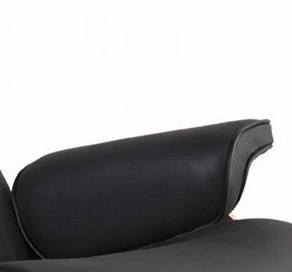 35" Black and Brown Genuine Leather Tufted Swivel Lounge Chair With Ottoman