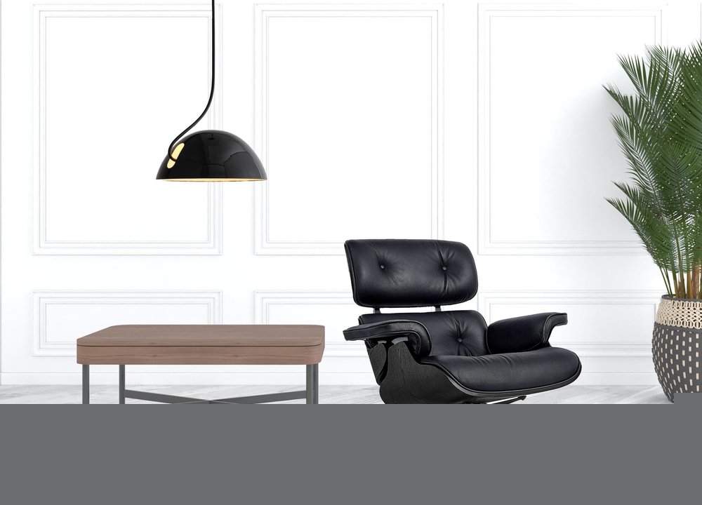 35" Black Genuine Leather Tufted Swivel Lounge Chair With Ottoman