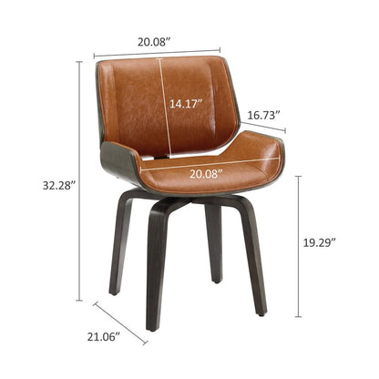 Brown and Black Upholstered Faux Leather Curved Back Dining Side Chair