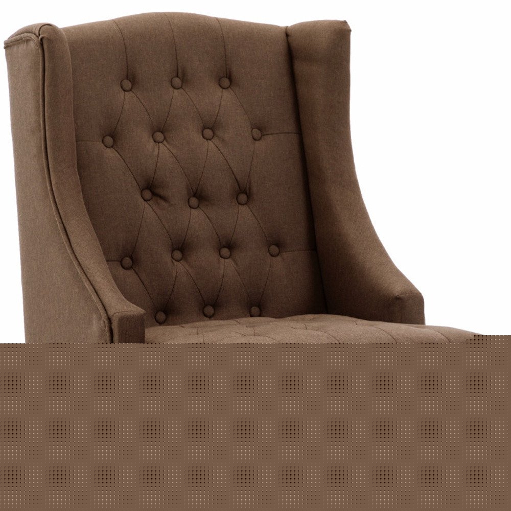 25" Brown and Black Velvet Tufted Wingback Chair