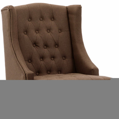 25" Brown and Black Velvet Tufted Wingback Chair