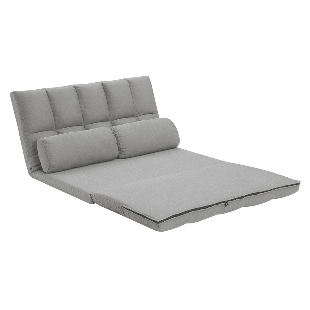 45" Gray Futon Convertible Sleeper Loveseat and Toss Pillows