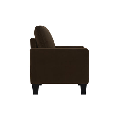 32" Dark Brown and Black Upholstered Arm Chair
