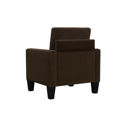 32" Dark Brown and Black Upholstered Arm Chair