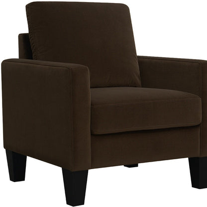 32" Dark Brown and Black Upholstered Arm Chair