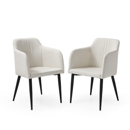 Set of Two 23" Off White and Black Upholstered Arm Chair