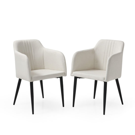 Set of Two 23" Off White and Black Upholstered Arm Chair