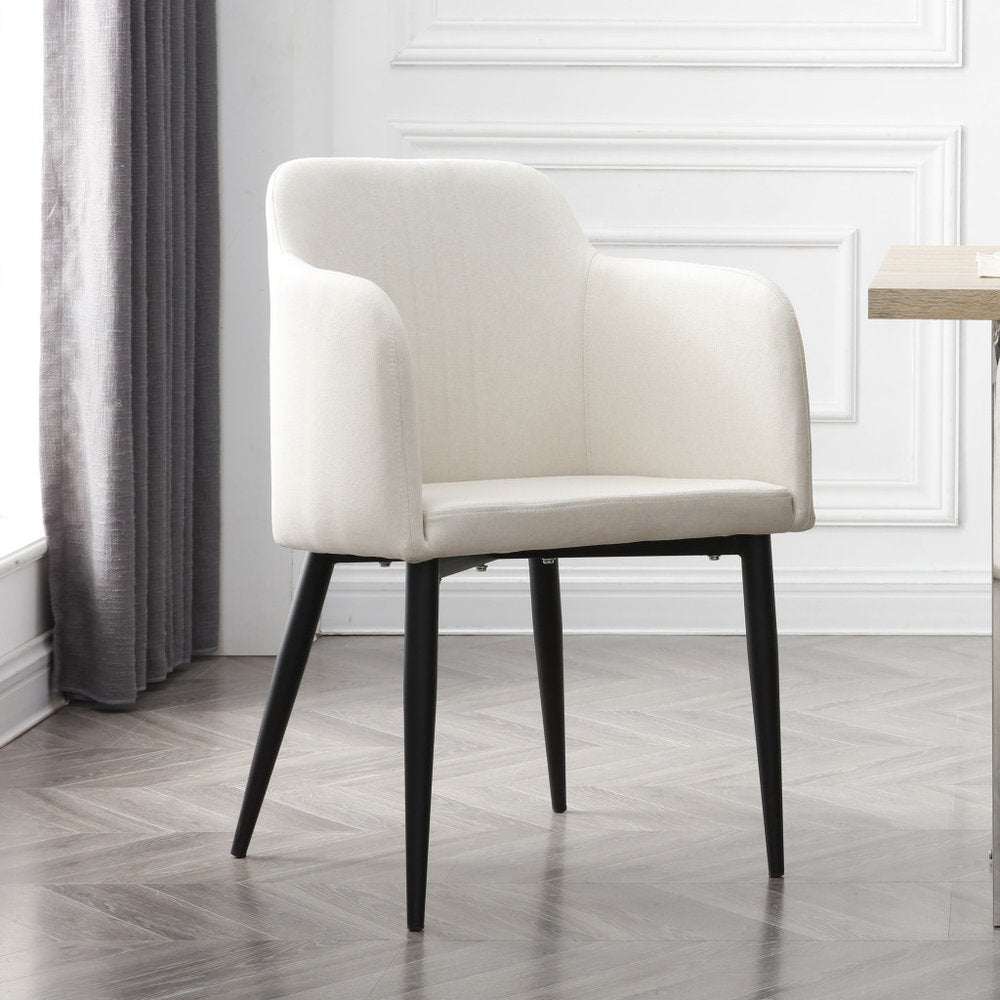 Set of Two 23" Off White and Black Upholstered Arm Chair