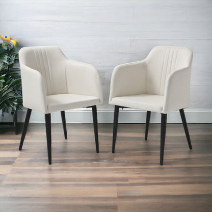 Set of Two 23" Off White and Black Upholstered Arm Chair