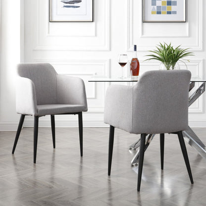 Set of Two 23" Light Gray and Black Upholstered Arm Chair