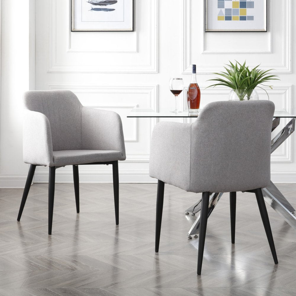 Set of Two 23" Light Gray and Black Upholstered Arm Chair