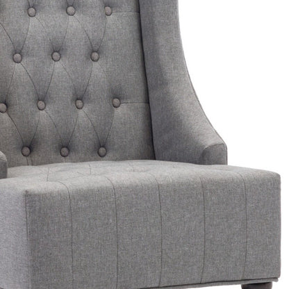 25" Gray and Black Upholstered Tufted Wingback Chair