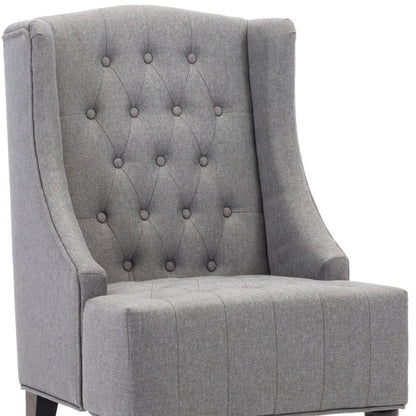 25" Gray and Black Upholstered Tufted Wingback Chair