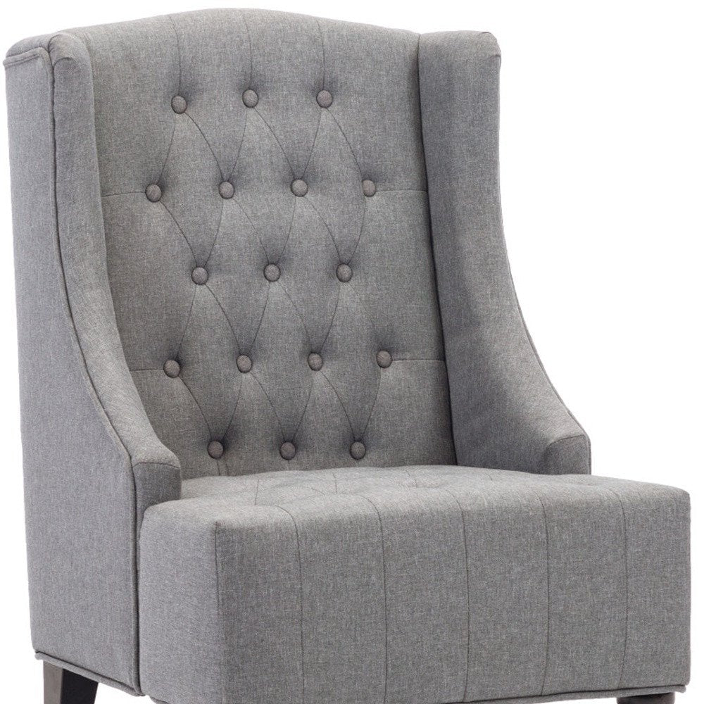 25" Gray and Black Upholstered Tufted Wingback Chair