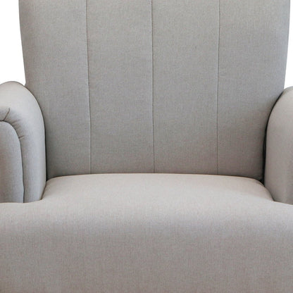 30" Light Gray and Brown Upholstered Arm Chair