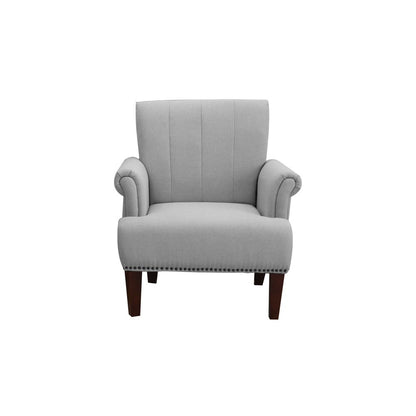 30" Light Gray and Brown Upholstered Arm Chair