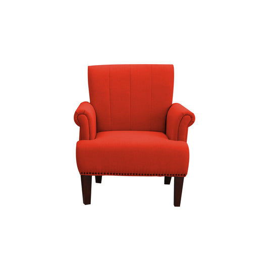 30" Orange and Brown Upholstered Arm Chair