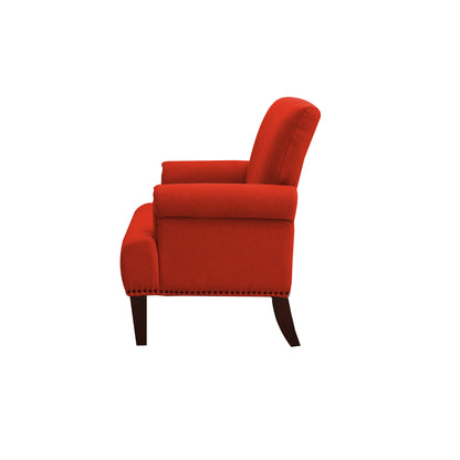 30" Orange and Brown Upholstered Arm Chair