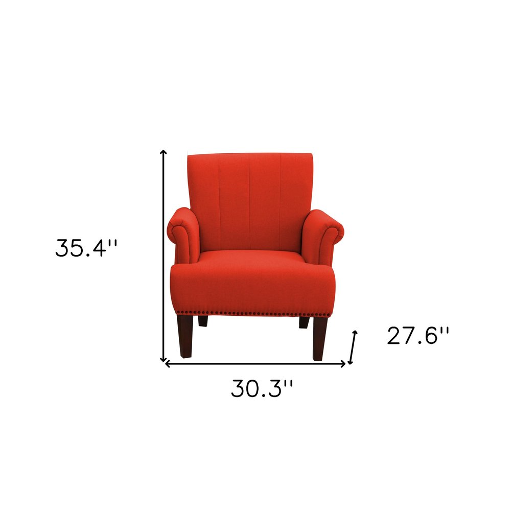 30" Orange and Brown Upholstered Arm Chair