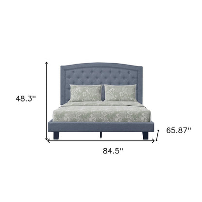 Gray Tufted Upholstered King Bed Frame
