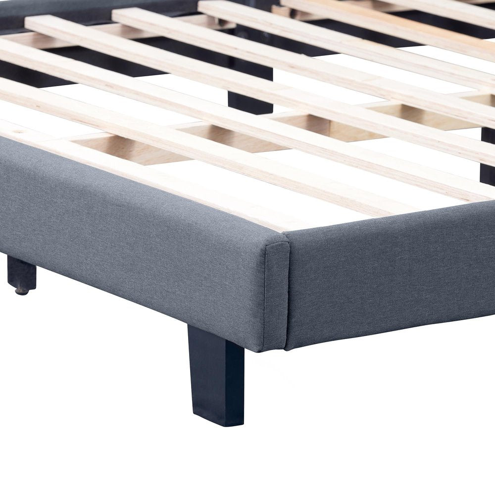 Gray Tufted Upholstered Queen Bed Frame