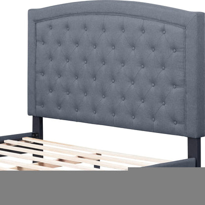 Gray Tufted Upholstered Queen Bed Frame