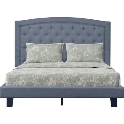 Gray Tufted Upholstered King Bed Frame