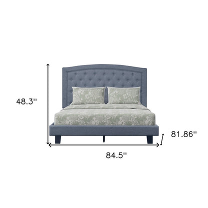 Gray Tufted Upholstered King Bed Frame