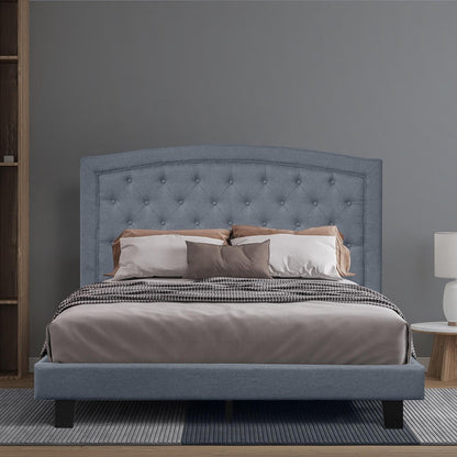 Gray Tufted Upholstered King Bed Frame