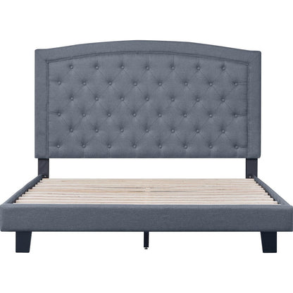 Gray Tufted Upholstered King Bed Frame