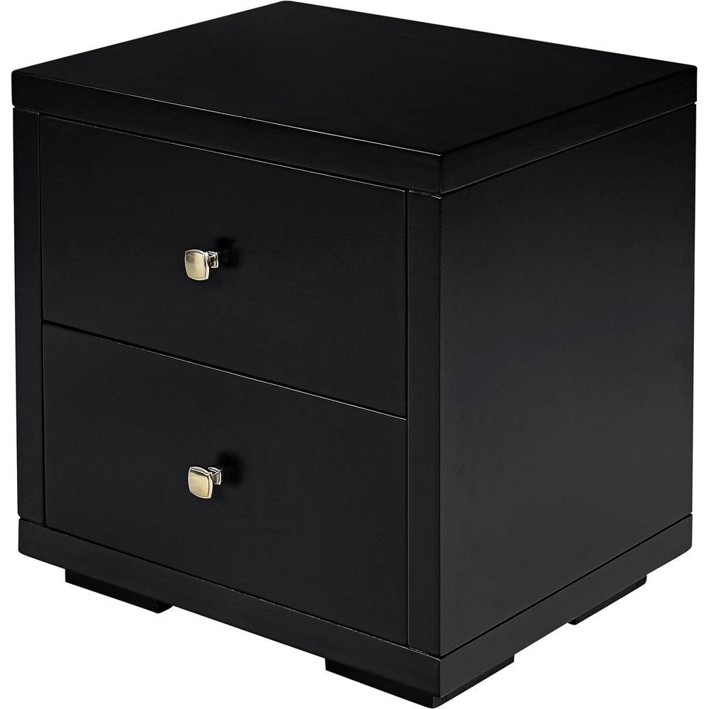 19" Black Solid and Manufactured Wood Two Drawer Nightstand