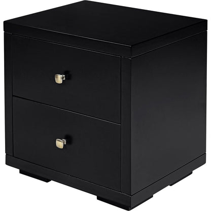 19" Black Solid and Manufactured Wood Two Drawer Nightstand